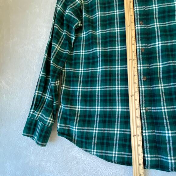 Chaps Performance Flannel Shirt Men L Green Windowpane Plaid Button Down Outdoor - Picture 8 of 8